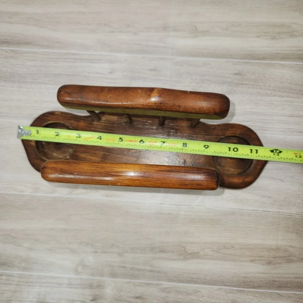 MCM Vintage Wooden Slatted Napkin Holder‎ With S&P Slots